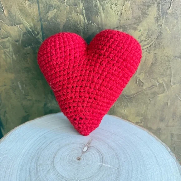 Handmade Crochet Heart Plush | Valentine’s Day Decor | Amigurumi Heart Gift - Picture 7 of 7
